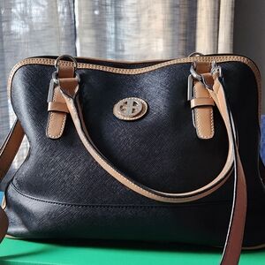 Giani Bernini Elegant Black and Tan Dome Satchel ~ MSRP $128